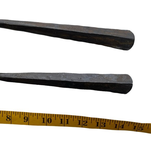 Vintage Hand Forged Rustic Primitive Salad Tongs Spoon Fork Serving Utensils - Picture 13 of 16